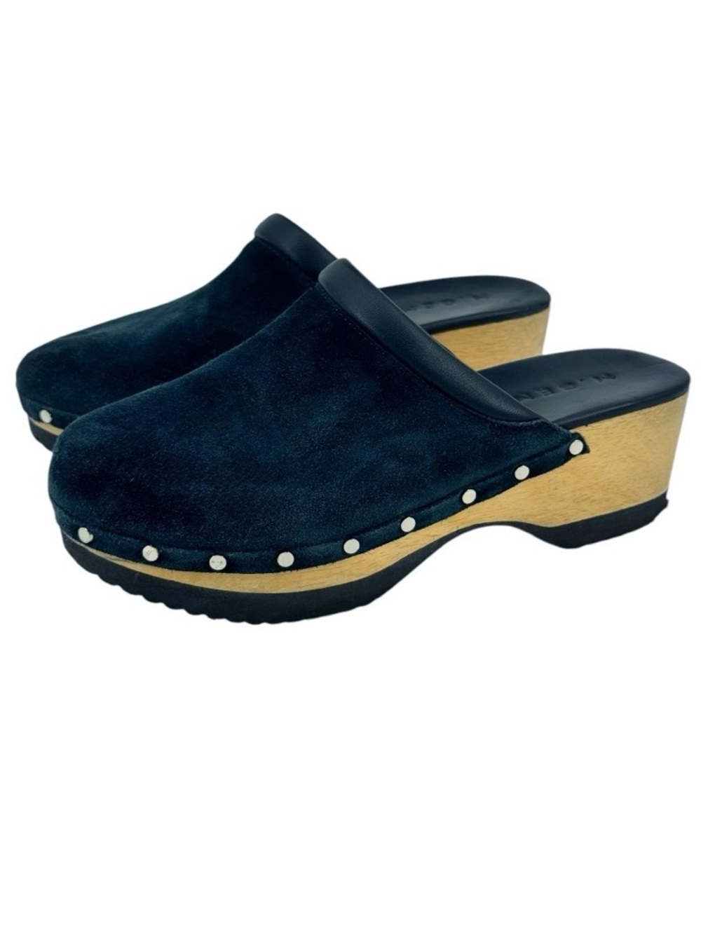 M. Gemi The Greta Suede Clogs Teal Size 8 - Picture 4 of 9